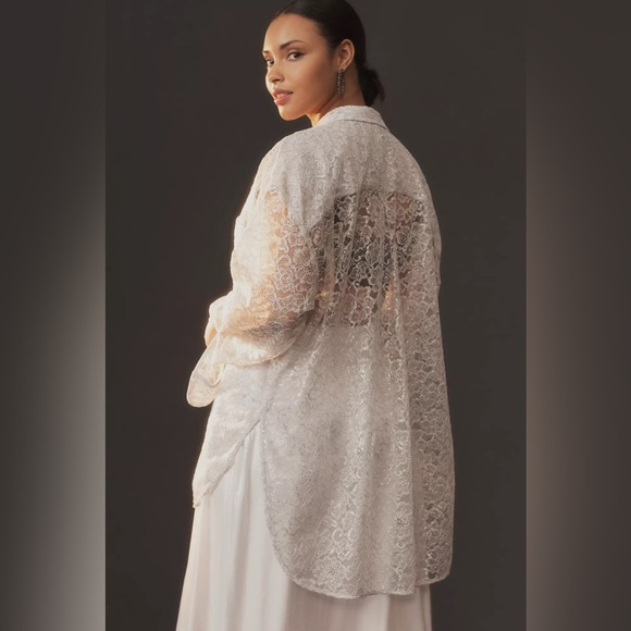 NWT Metallic Lace Buttondown Shirt - Picture 5 of 10